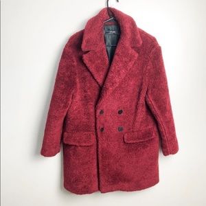 Zara Fuzzy Double Breasted Teddy Coat
